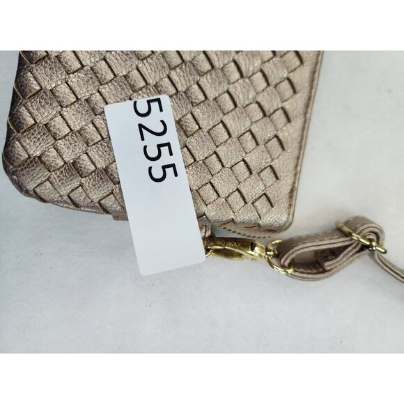 Maurices Beige Gold Basketweave Wristlet Wallet Small Crossbody Shoulder Purse - Picture 9 of 9